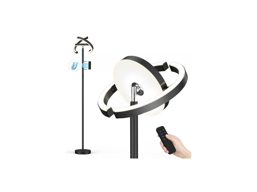 FIMEI PY-F1202 LED Floor Lamp, Central Downward Light, 3000K-6000K Color Temperature, Stepless Dimming, Remote Control/Touch Control, for Living Room - Black