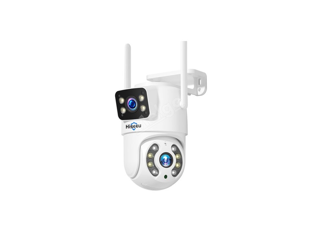 Hiseeu 4K 8MP Outdoor WiFi Camera, Dual Lens, Double Screen, 2-way Audio, Color Night Vision, Auto Tracking, AI Human Detection, IP66 Weatherproof, 2.4GHz WiFi