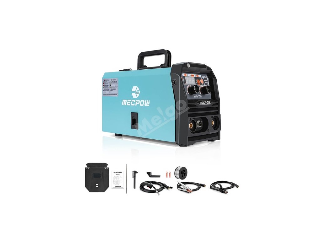Mecpow MIG120 Gasless Welder, 110/220V, MIG/MMA/LIFT TIG 3 in 1, Overheating/ Overcurrent/ Overload/Over-Voltage Protection, LCD Display