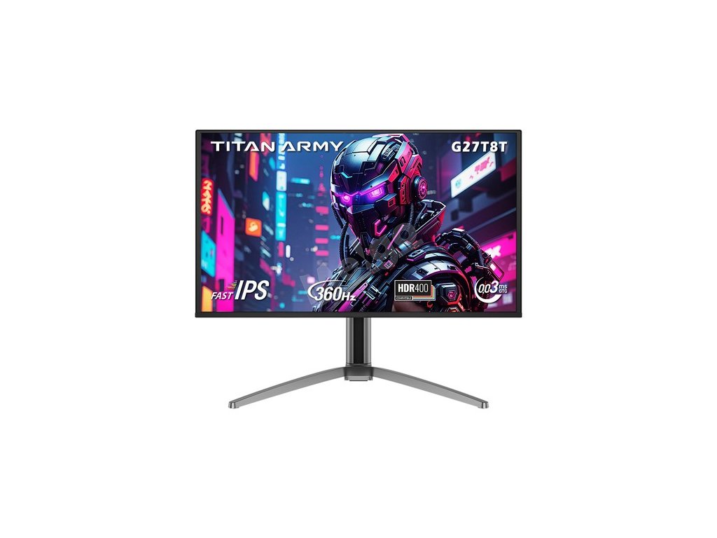 TITAN ARMY G27T8T Gaming Monitor, 26.5-inch 2560*1440 QD-OLED Screen, 360Hz Refresh Rate, 0.03ms GTG, 1000 nits, HDR 400, Adaptive-Sync, Game Assist, 65W Type-C Charging, Dual Speakers, Ambient Light, 2*HDMI 2.1 1*DP 1.4 1*USB-A 1*USB-B 1*Audio