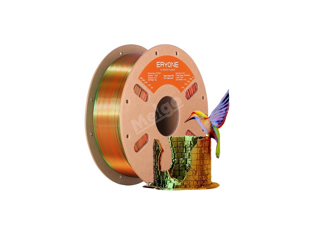 ERYONE High Speed Silk Tri-color PLA Filament 1kg, Orange & Blue & Green