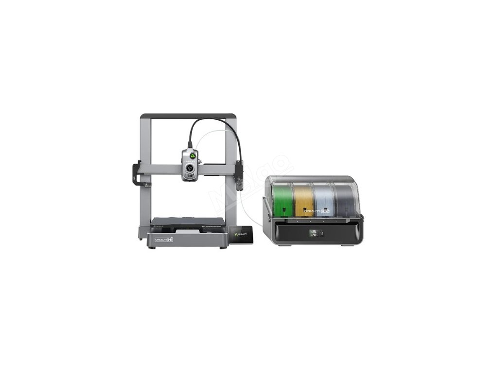Creality Hi Combo, CFS Multi-material System, 500mm/s Fast Print, Monitoring Camera with Privacy Cap, Up to 16 Colors, Auto Calibration, Auto Bed Leveling, X-axis Tilt Reduction, All-Metal Body, 260*260*300mm