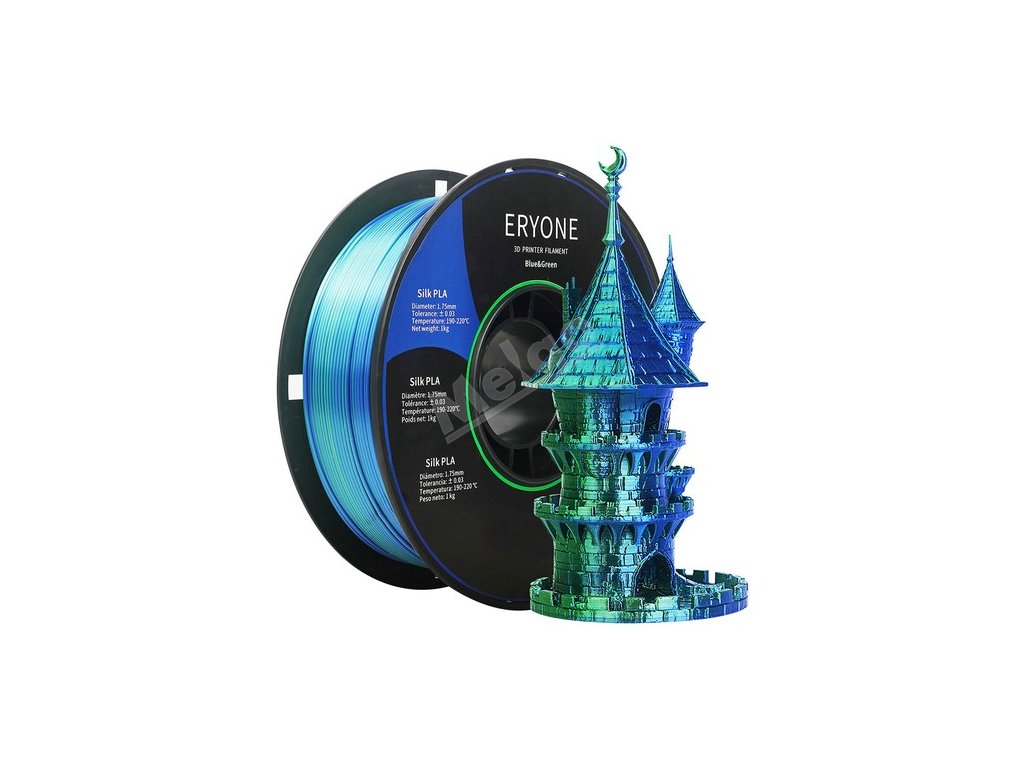 ERYONE Dual Color Silk PLA Filament for 3D Printers, 1.75mm Tolerance +/- 0.03mm, 1kg (2.2LBS)/Spool - Blue and Green