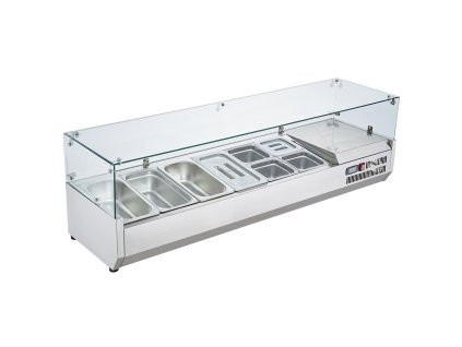 Chladená pultová stanica na prílohy, 4×1/3+4×1/6 panvy, nerez 304