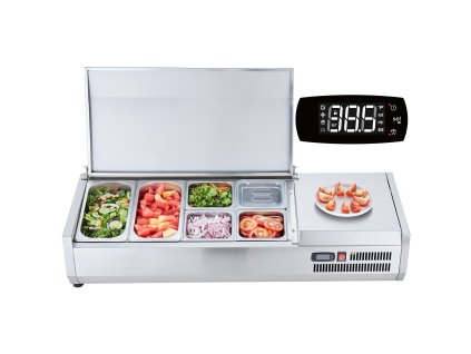 Chladiaci prípravný pult 140 W, 2×1/3 + 4×1/6 panvy, nerez 304