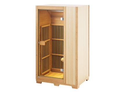 Infračervená drevená sauna 1-osobná, 1140W, temper. sklo, nízke emf