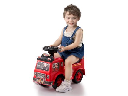 Jazdítko auto pre deti 1–3 roky, sedieť/stáť, hudobný volant, červené