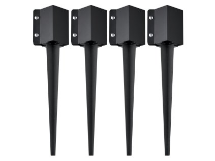 Kotva do zeme na stĺpiky 4 ks kovová čierna, 24×4×4" vnútorný 3.5×3.5"