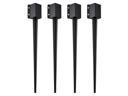 Kotva do zeme pre stĺpiky 4ks, 36×4×4 in, vnút. 3.5×3.5 in, čierny kov