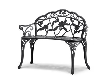 Kovová lavička 38.8 inches nosnosť 480 lbs s operadlom a podrúčkami