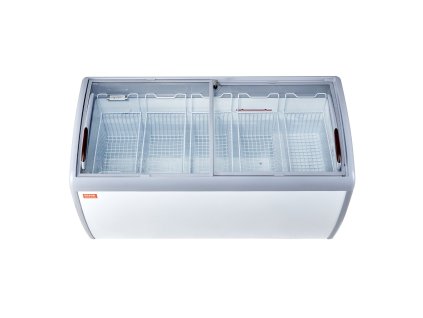 Mraziaca truhla na zmrzlinu 460 L, sklenený vrch, 5 košov, biela