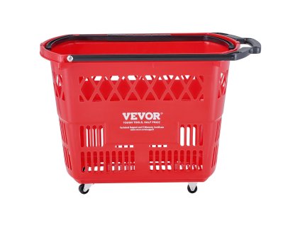 Nákupné koše 6 ks, 39L, plastové, s rúčkami a kolieskami, červené