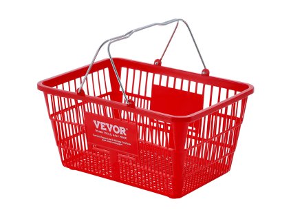 Nákupný košík sada 12 ks, 21 l plast s kovovým držadlom, červený