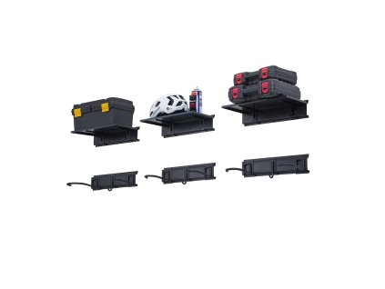 Nástenný stojan na 6 bicyklov, 3 háčiky, 3 police, nosnosť 300 lbs