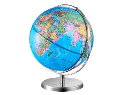 Osvetlený vzdelávací glóbus 9 in/228.6 mm, led, kovový stojan, otáčavý
