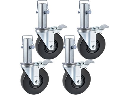 Otočné gumové kolieska 4 ks 5", stvol 1.25", dvojitý zámok, 440lbs