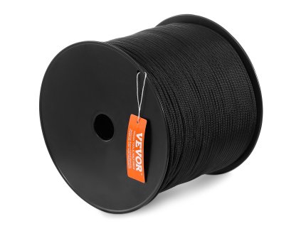 Pletené nylónové lano 3/16 in × 1000 ft, 32 prameňov, 720 lbs, čierne