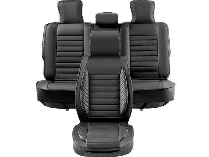Poťahy na sedadlá 9 ks, umelá koža, predné a zadné, kompat. airbag