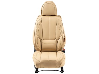 Poťahy sedadiel auta 6 ks umelá koža, béžové, kompat. s airbagom