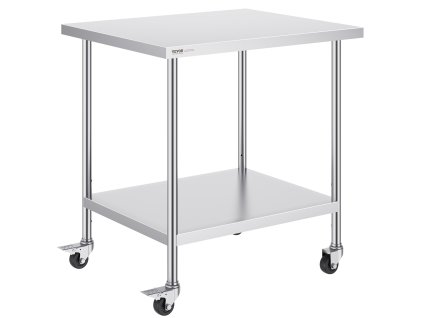 Pracovný stôl nerez 30×36×38 inch, 4 kolieska, 3 polohy výšky