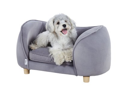 Psia pohovka pre malé psy a mačky, zamatový poťah, 66 lbs, tmavosivá