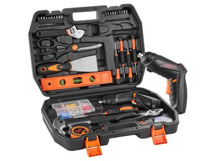 Sada ručného náradia 96 dielov s aku skrutkovačom a kufríkom