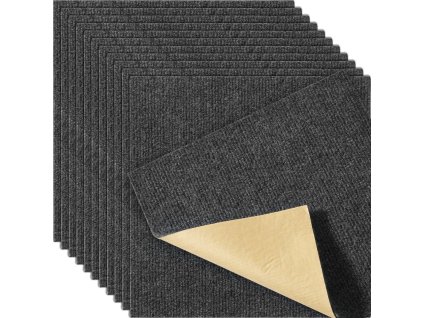 Samolepiace kobercové dlaždice 12”×12”, 12 ks, polstrované, tmavosivá
