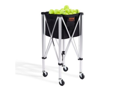 Skladací košík na 180 tenisových loptičiek, hliníkový, s kolieskami