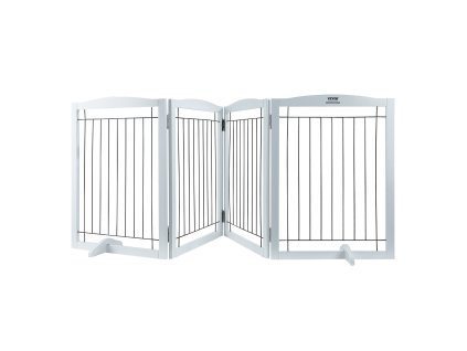 Voľne stojaca psia bránka 4 panely skladacia 32"×96.5" biela