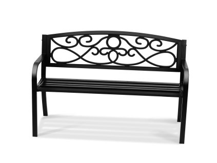 Záhradná kovová lavička 50 inches operadlo a podrúčky, nosnosť 550 lbs