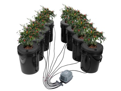 Hydroponický dwc 8×5-Gallon vedier s čerpadlom, kameňmi a indikátorom