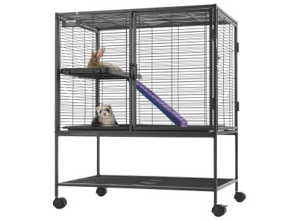 Kovová klietka na kolieskach, 2 poschodia, s nájazdmi a zásuvkou