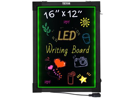 Led tabuľa na písanie správ, 40.6×30.5 cm, osvetlená, mazateľná
