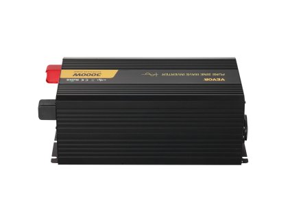 Menič 24V→230V 3000 W čistý sínus s USB, LCD a EU zásuvkami