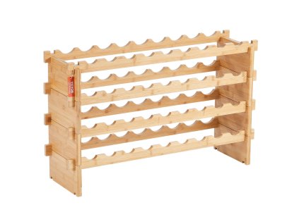 Modulárny stojan na víno 36 fliaš, 4 poschodia, bambus, voľne stojaci