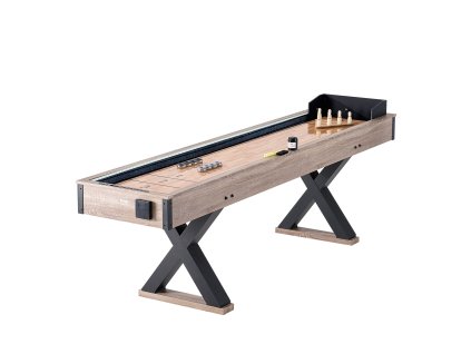 Shuffleboardový stôl 9 ft s led osvetlením, 2v1 bowling, 8 pukov