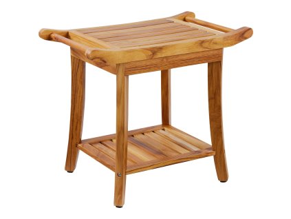 Sprchová lavica z teaku 22×14.4×18.5 in, vodotesná, nosnosť 300 lbs