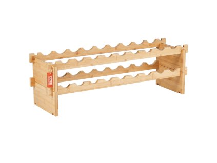 Stohovateľný bambusový regál na víno na 18 fliaš, 2-poschodový