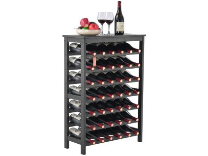 Stojan na víno 42 fliaš, 7 poschodí, bambusový s vrchným stolom