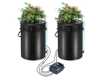 Hydroponický systém dwc 2×5-gallon, vzduchové čerpadlo a hladinomer