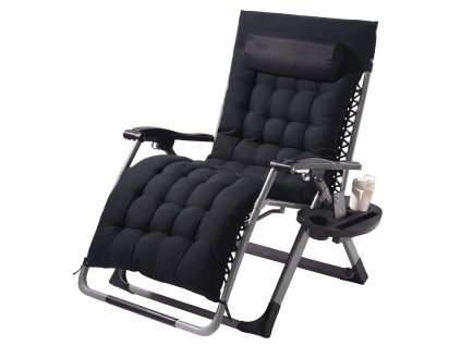 Kreslo zero gravity 33 inch, nastaviteľné, s vankúšom, 500 lbs, čierna