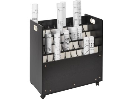 Mobilný drevený regál na výkresy a plagáty, 50 priehradiek do domu