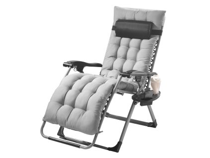 Relaxačné kreslo zero gravity 26 inch s vankúšom, nosnosť 500 lbs