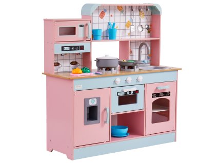 Detská drevená kuchynka s osvetlením a zvukmi, rúra, drez, 3–8, biela