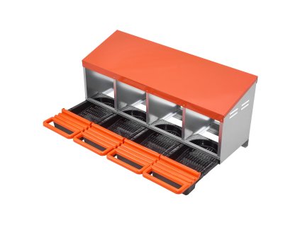 Hniezdo 4-komorové kovové, 15–30 in, otvory v dne, odpočívadlo