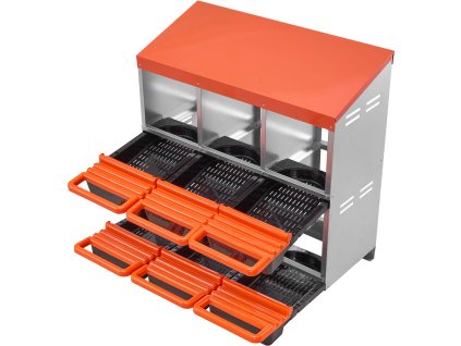 Kurníkové hniezdo 6 priehradok, 30–45 in, kovové, s otvormi a plošinou