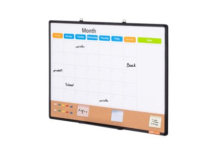 Mesačná magnetická tabuľa a korková nástenka 36"×24" hliníkový rám