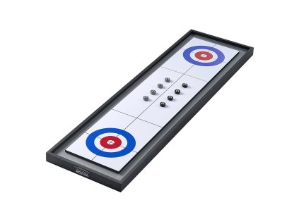 Prenosný stolný shuffleboard a curling 2 v 1, 45", obojstranný, 8 pukov