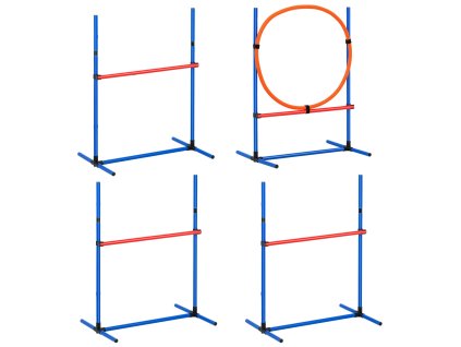 Sada pre agility psov, 4 diely, nastaviteľné prekážky a kruh s vakom