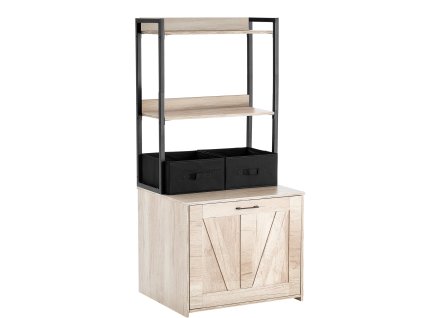 Skrinka na mačací záchod s 2 policami a 2 košíkmi 23.6×19.7×50"